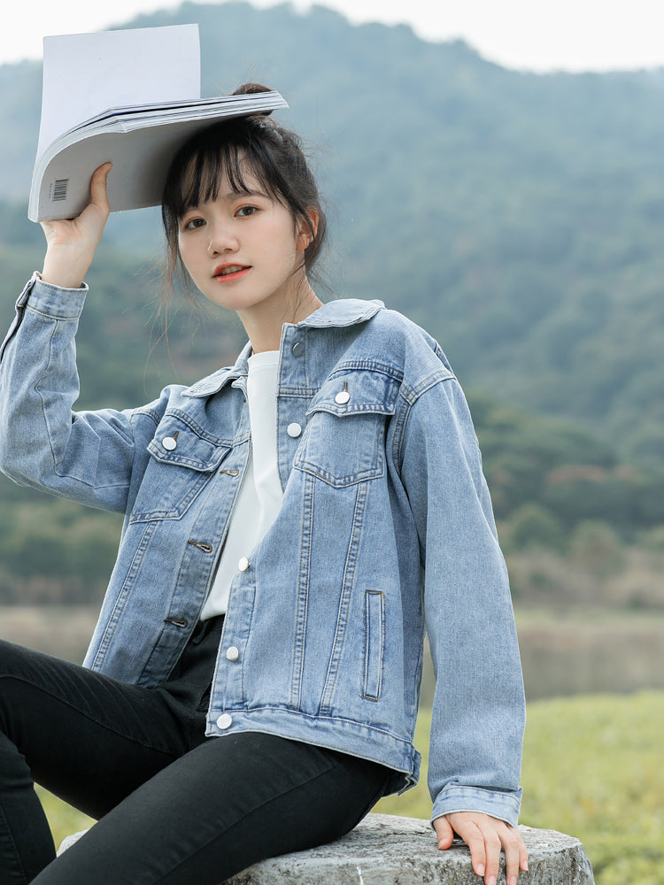 Women's Spring Retro Hong Kong Style Denim Jacket