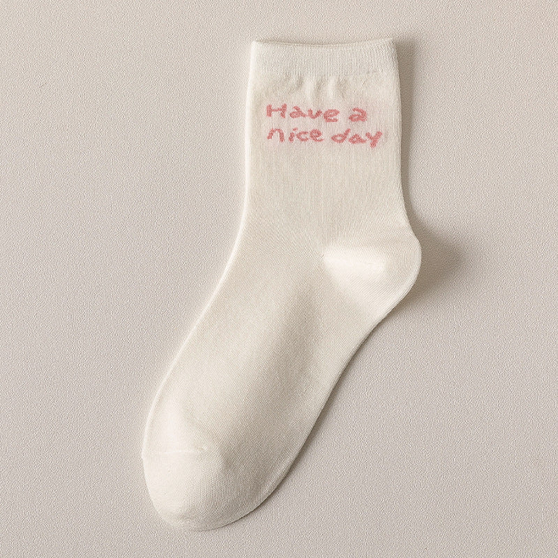 Women's Fashion Mid-calf High-top Cotton Socks