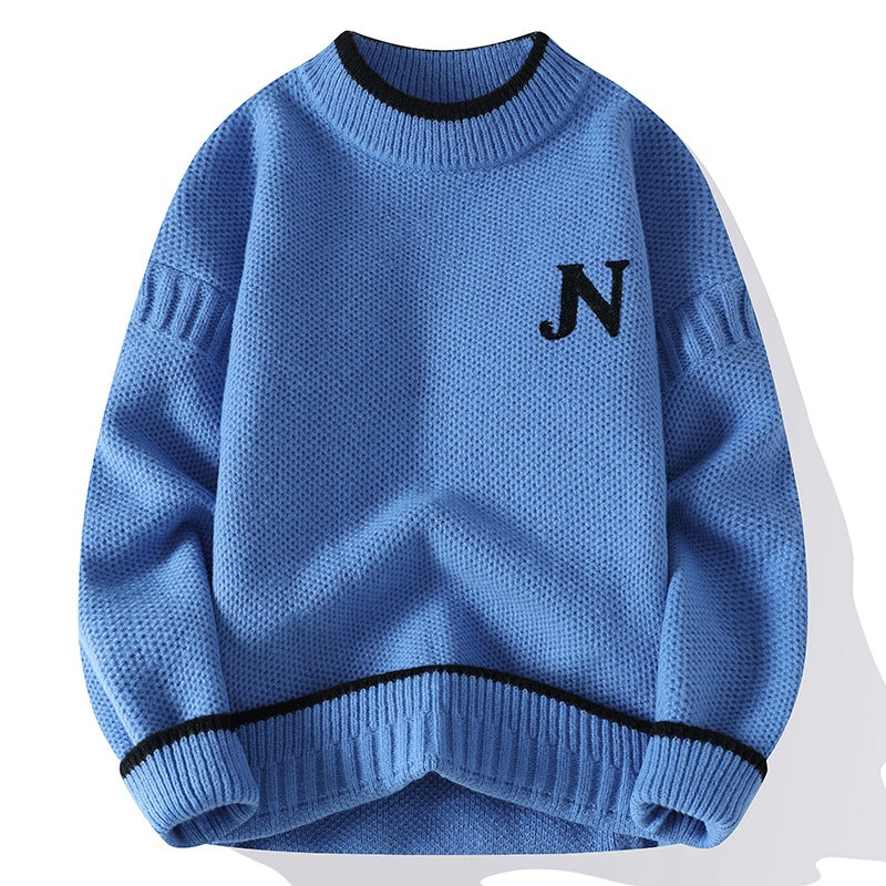 Autumn And Winter Youth Sweater Men's Thickened Round Neck Multicolor Base Knitting Cotton Jersey
