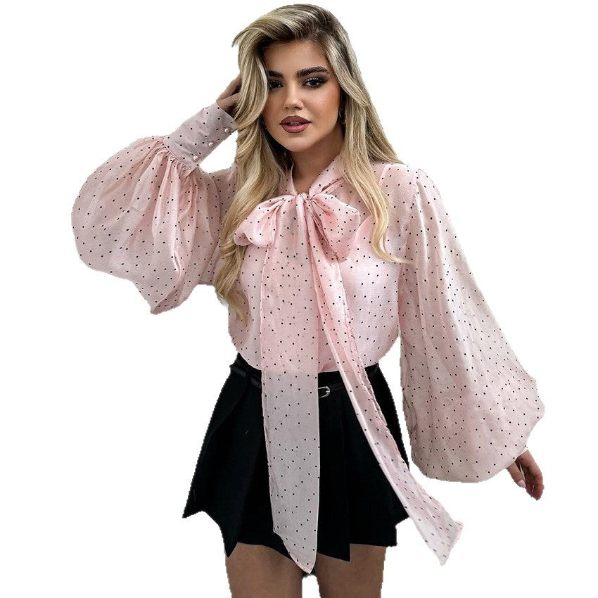 French-style Elegant Bow-tie Top For Women