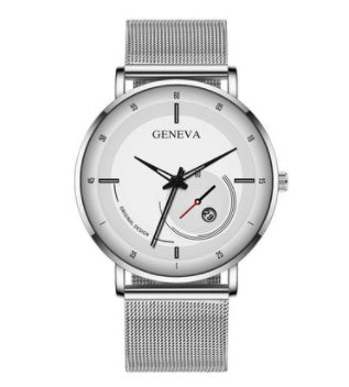 Men's Simple Digital Scale Business Casual Mesh Belt Calendar Watch Men's Fashion Quartz Watch