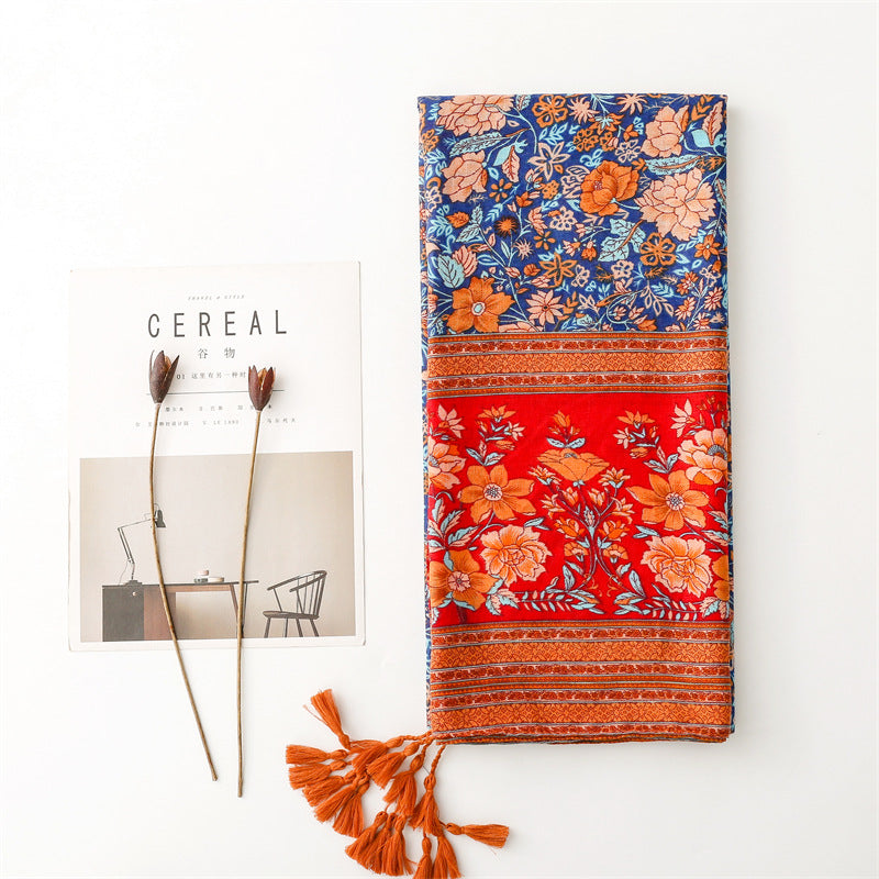 Women's Shawl Red And Blue Classical Nation