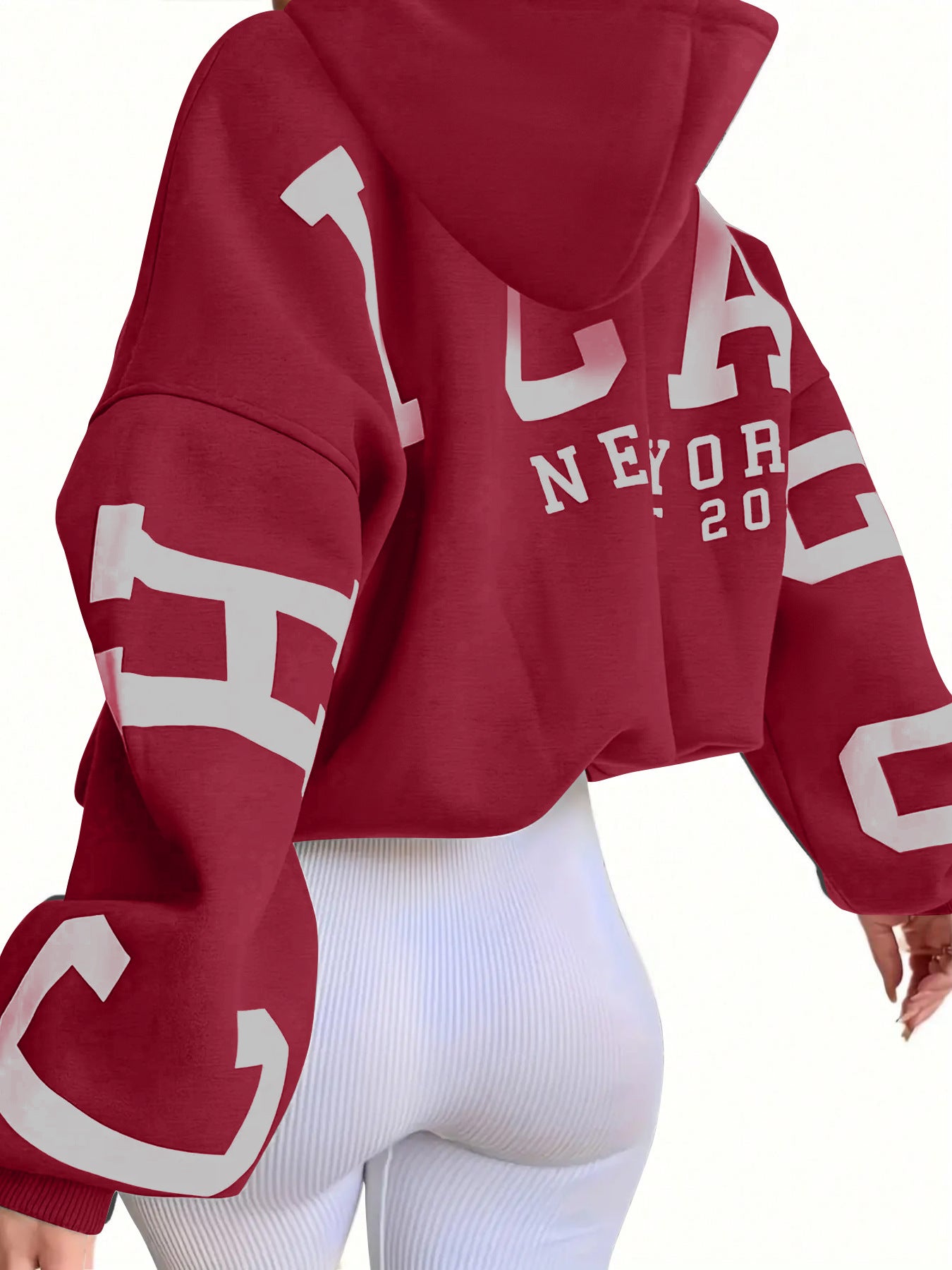 Sweater til kvinder med bogstavtryk og hætte