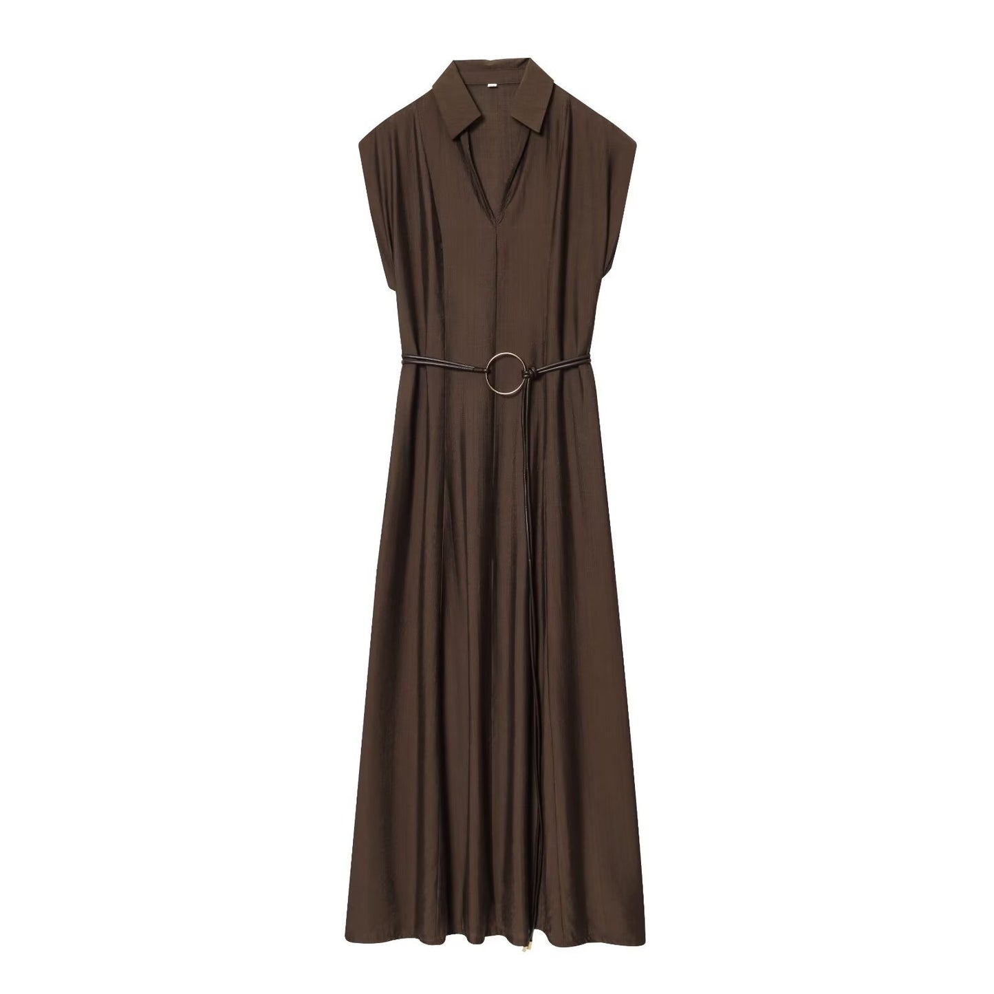 Slim Fit Waist Belt Jumpsuit Mid Length Dress