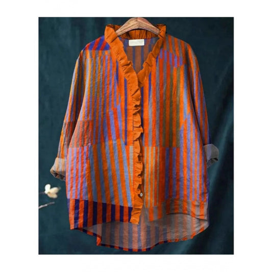 Dame løs afslappet Plus Size-skjorte med rund hals og print