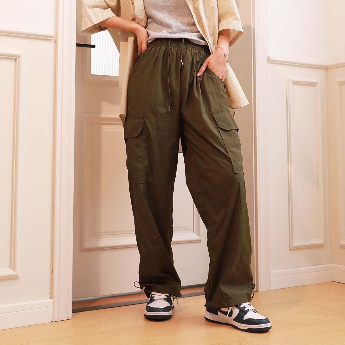 Ankle Banded Working Pants Loose All-match Wide Leg Pants