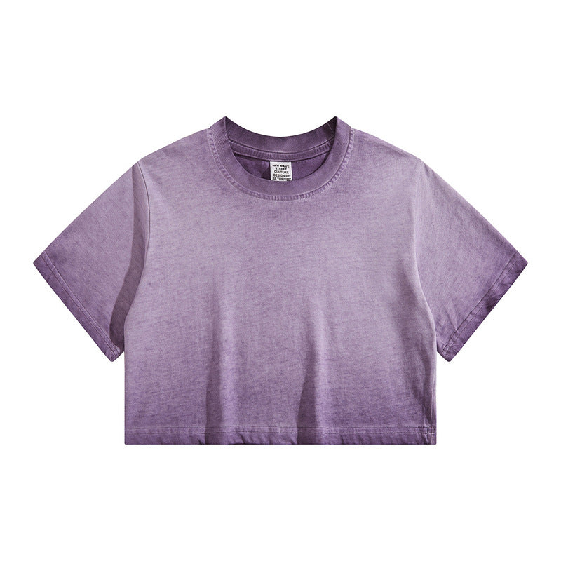 Distressed Colorful Frayed Cropped T-shirt Hip-hop