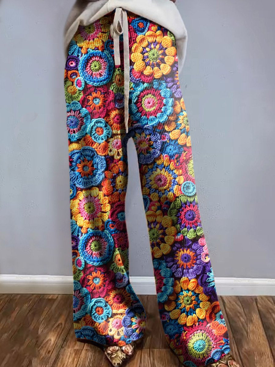 D Printed European And American Leisure Wide Leg Sports European And American Trousers