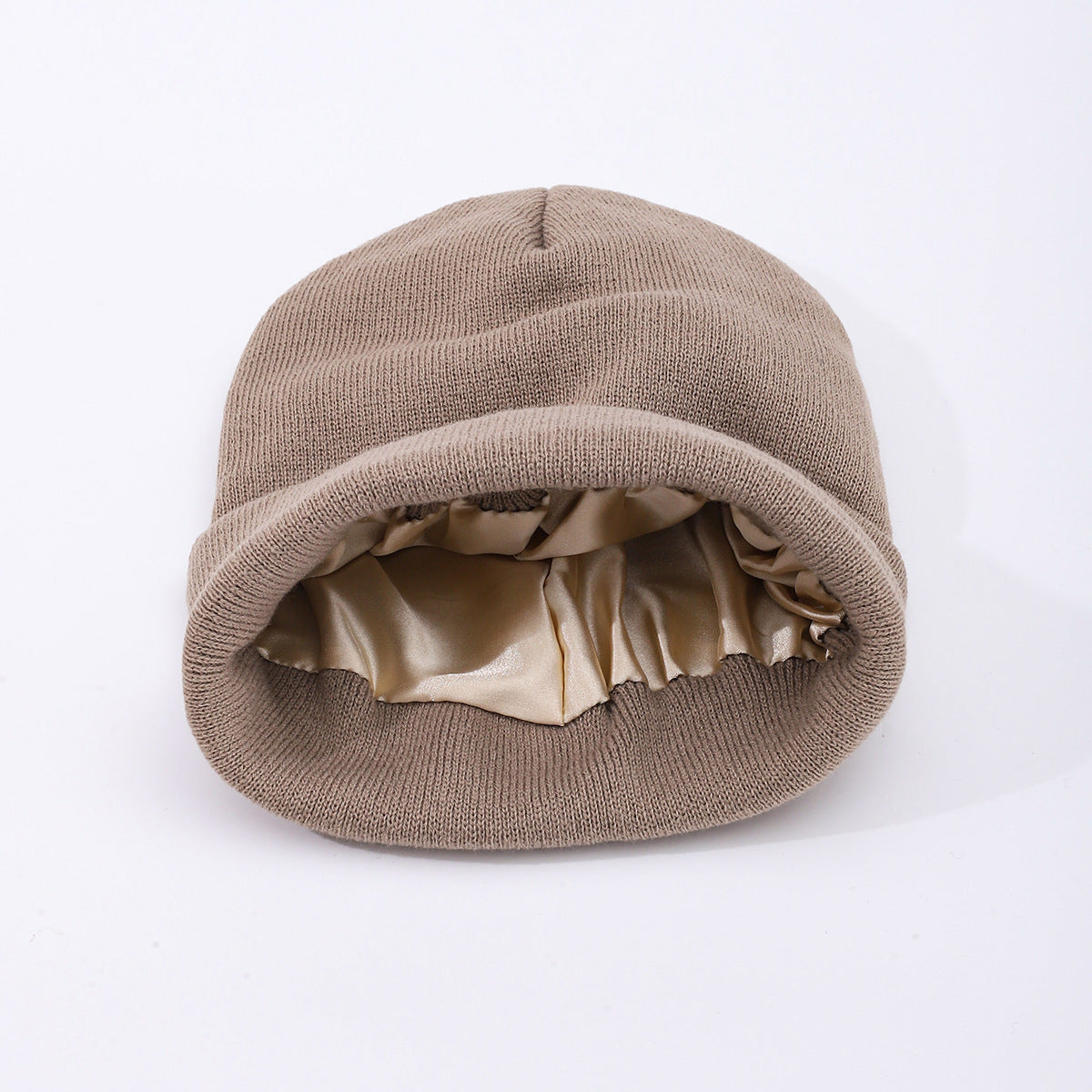 Womens Hair-protecting Warming Knitted Satin Beanie