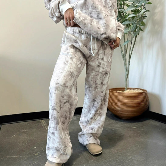 Womens Printed Casual Long-Sleeve Top And Pants Set