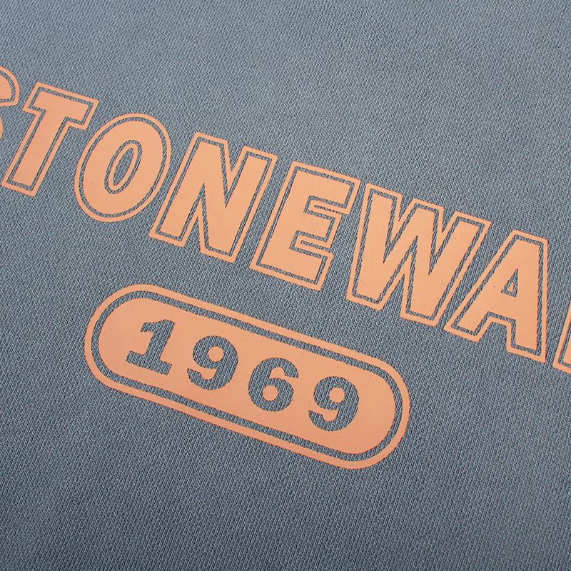 Women's American Retro Grey Blue Hooded Letter Sweatshirt