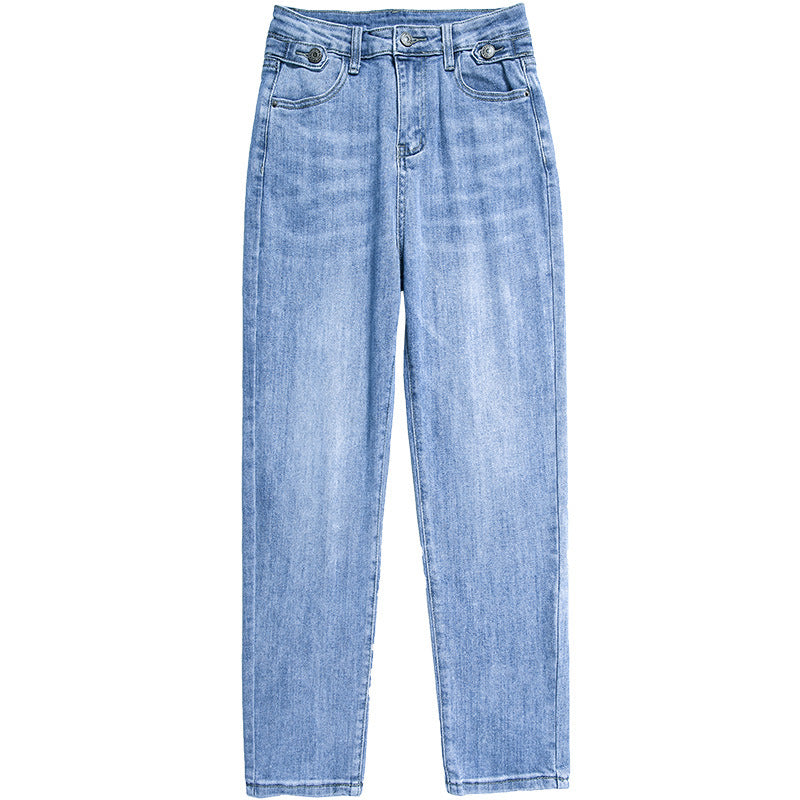 Korean Version Of High Waist Slim Slim Stretch Cropped Trousers