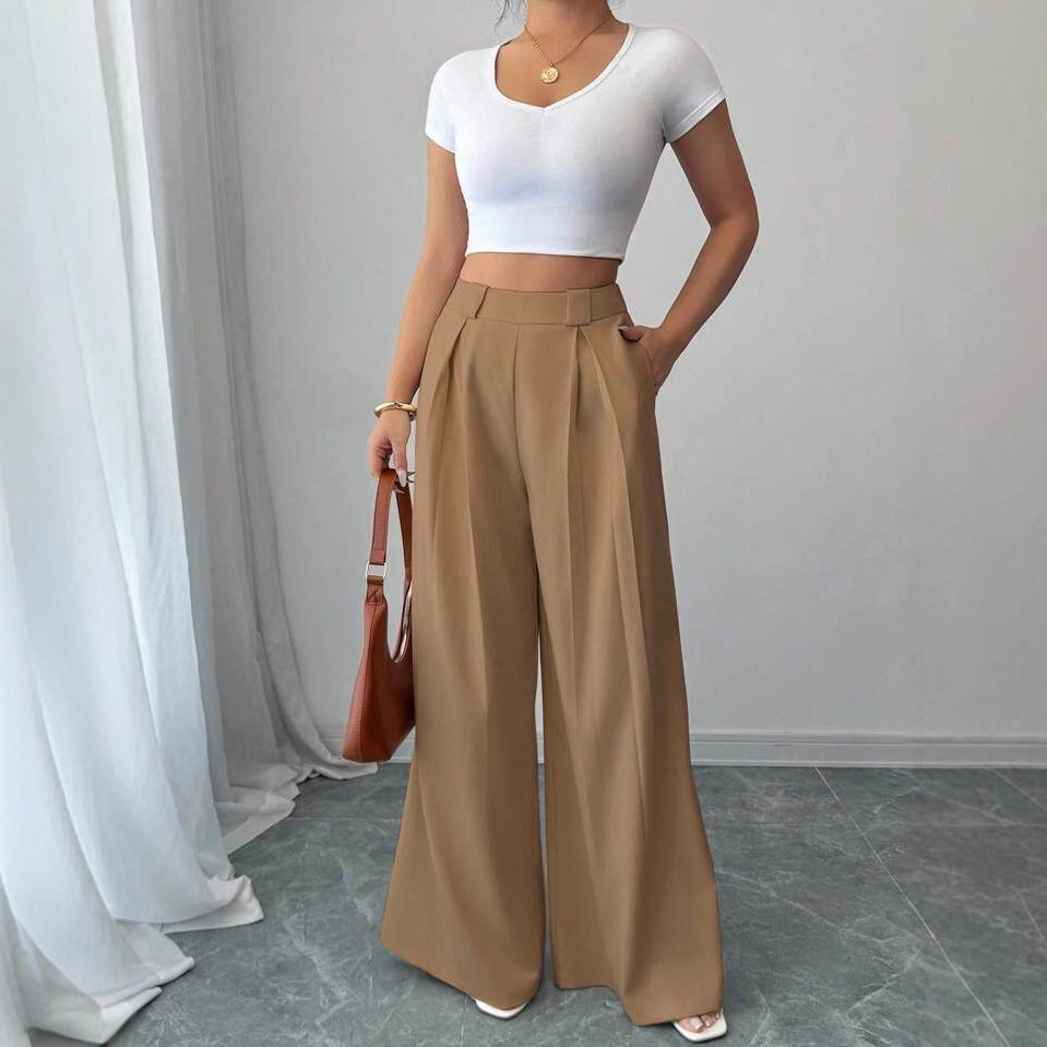 European And American-style Drapey Slimming Straight-leg Casual Pants