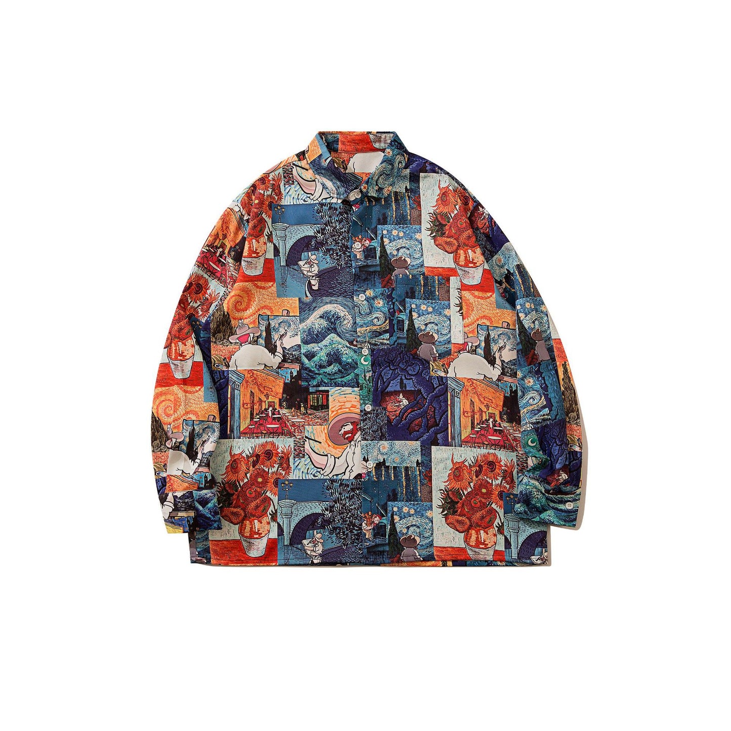 Unisex Versatile Lapel Loose Slouchy Shirt