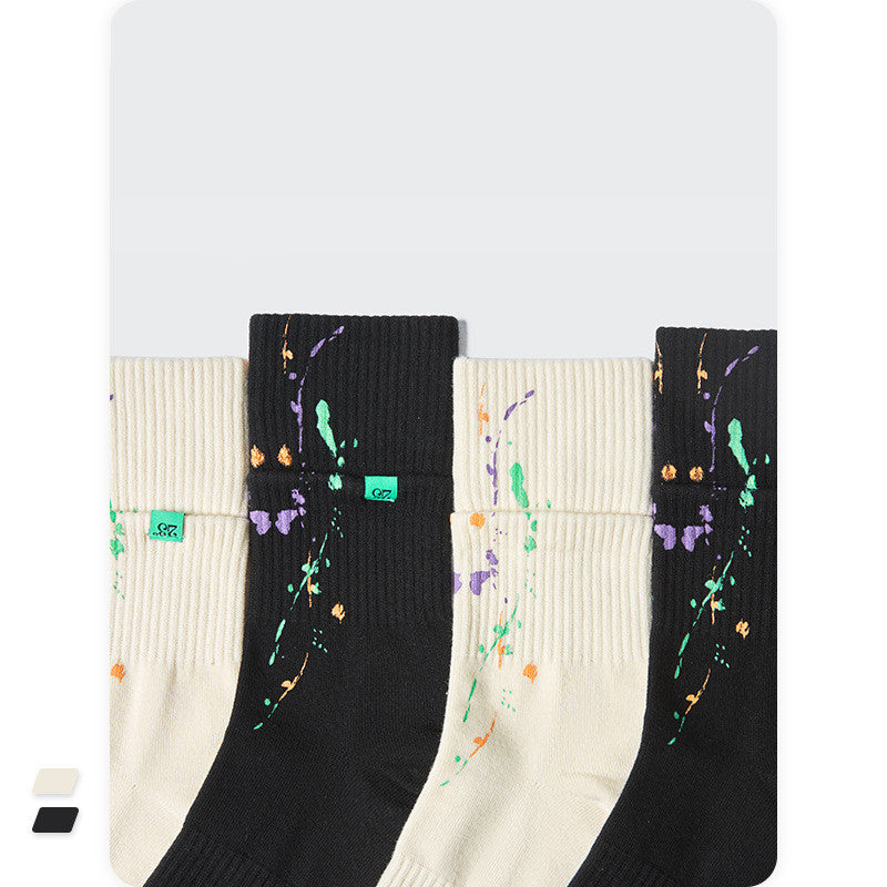New Fake Two-layer Luminous Ink Splashing Sports Socks