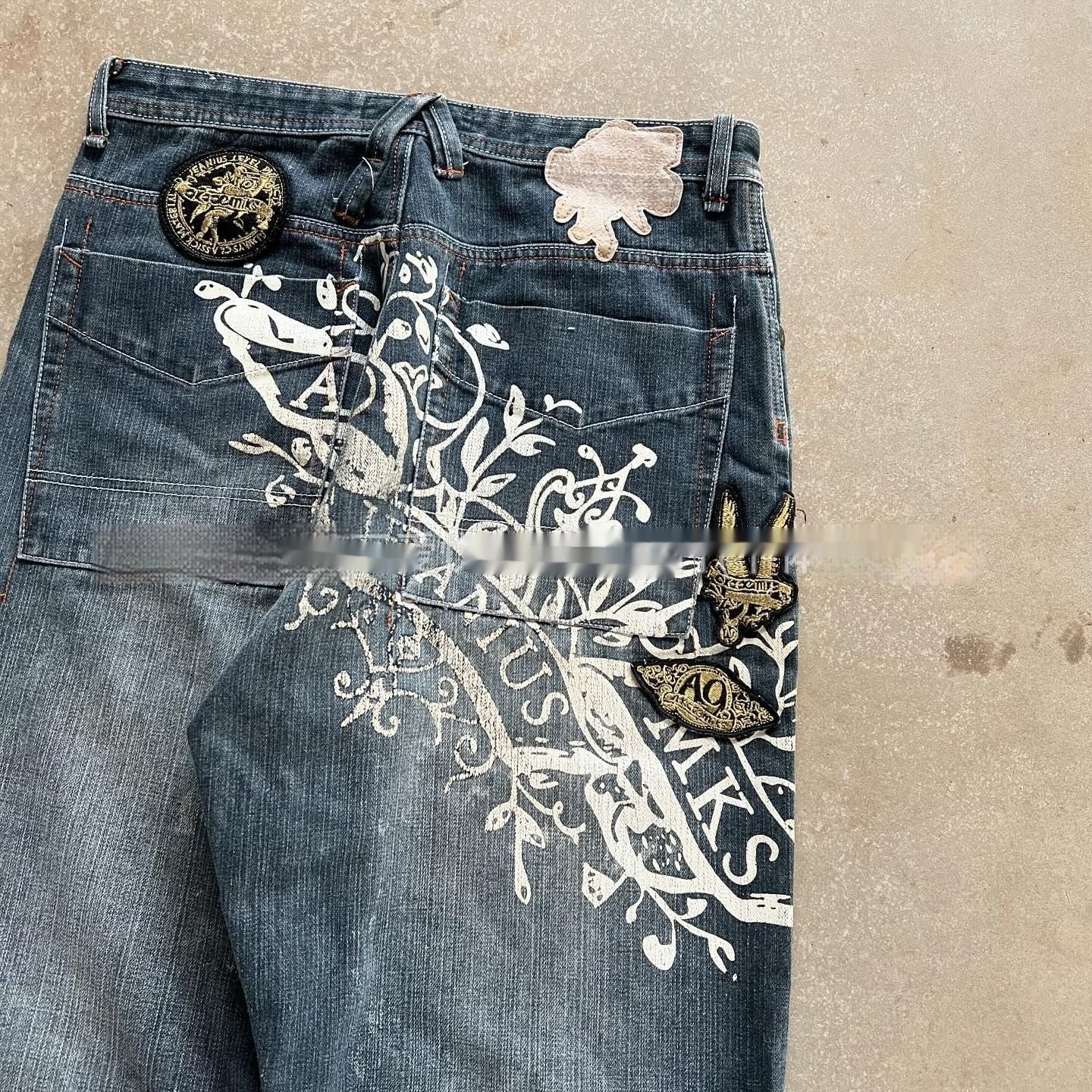 Women's Printed Casual Loose Straight Jeans