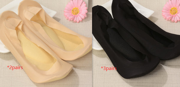3D Arch Foot Massage Health Care Women Summer Socks Ice Silk Socks Shallow Mouth Silica Gel Invisible Slippers Feet Care