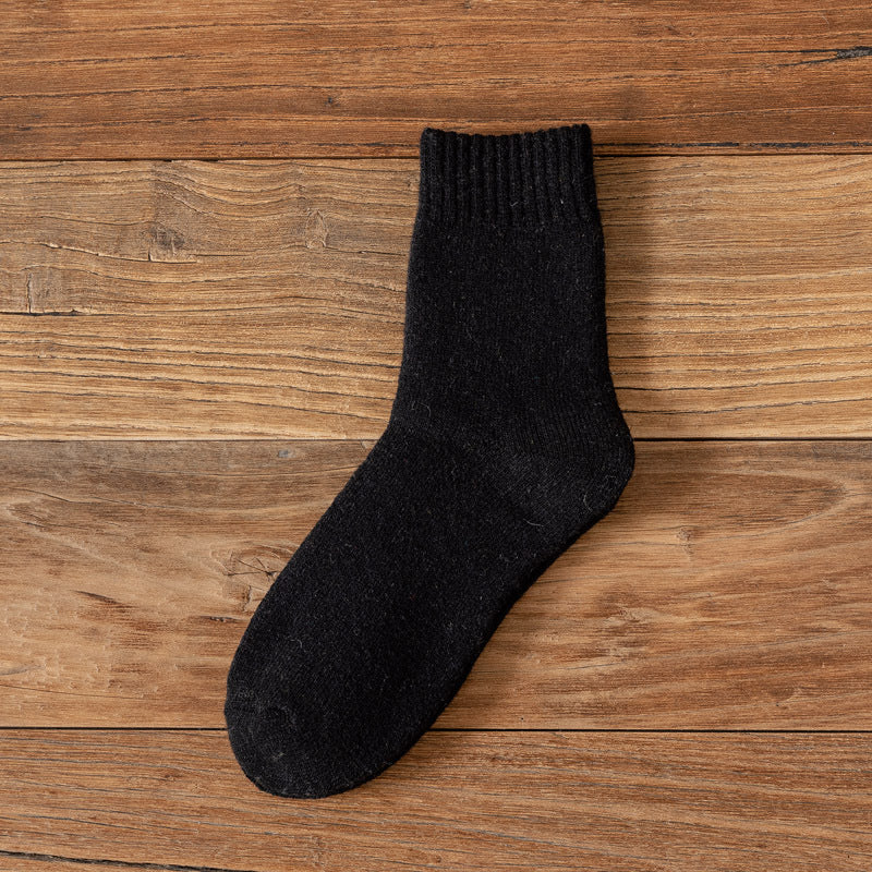 Men's Winter Cold-resistant Thickened Warm Wool Socks Solid Color Middle Tube