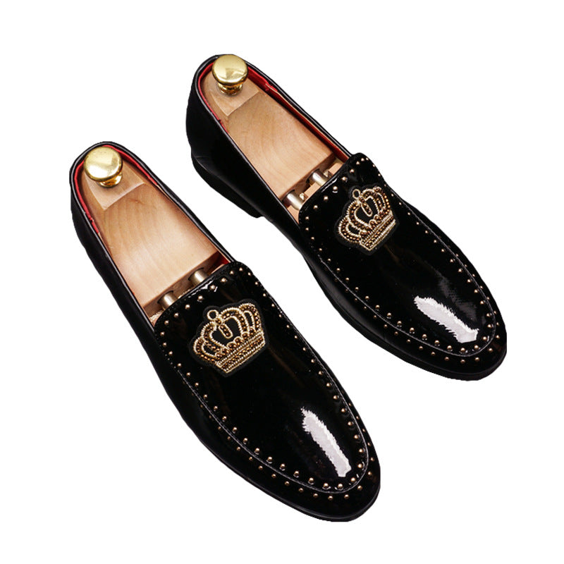 Trendy Retro Skinnende Læder Slip-on Hævet Herre Spidse Lædersko