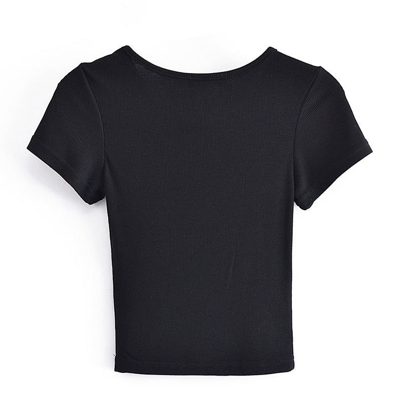 Women's Retro Trendy Poker Print Short T-shirt
