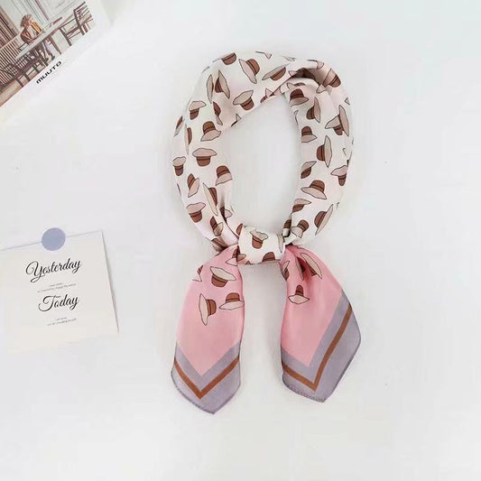 Four Seasons New Printing Decoration Ethnic Flowers Wild Tie Hair Small Square Scarf