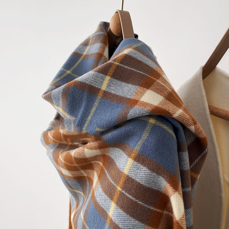 Fashion Faux Cashmere Warm Plaid Scarf Shawl