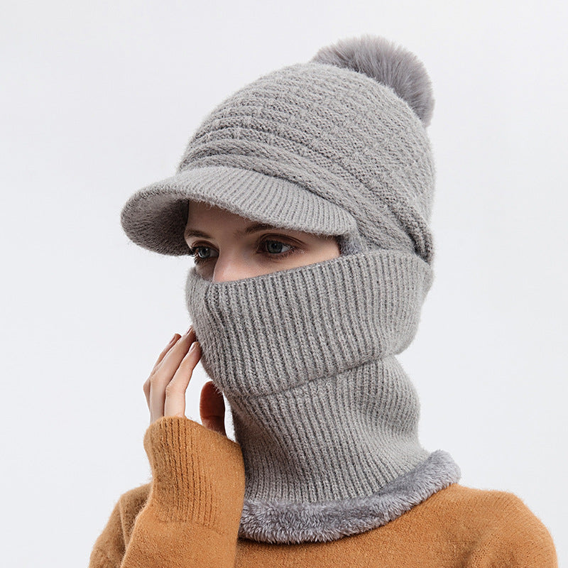 Women's Plush Thickened Warm Knitted Hat Ear Shield