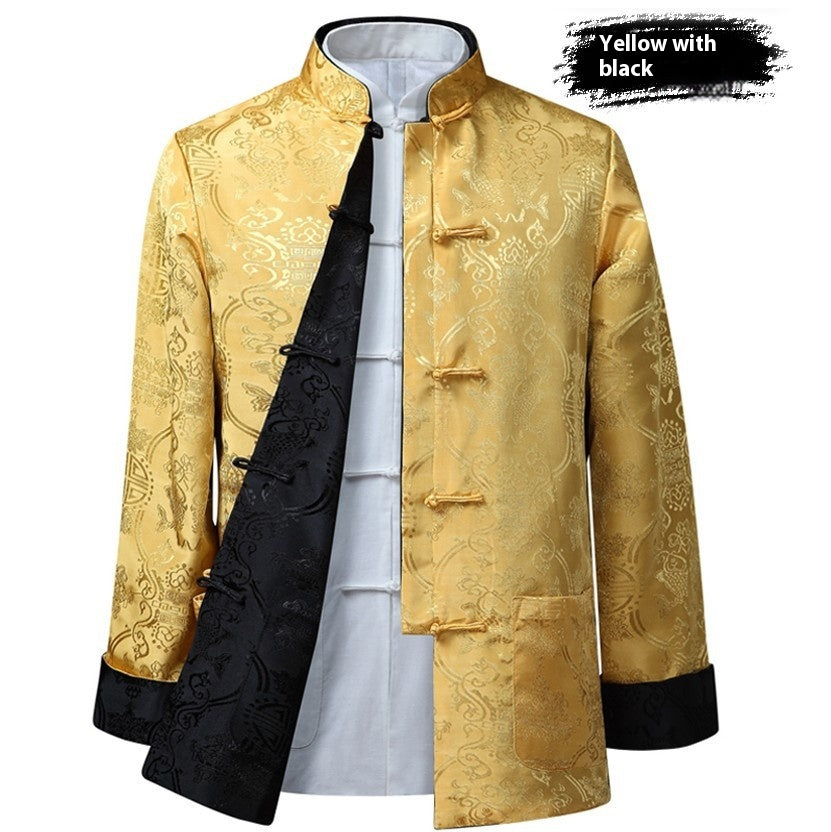 Men's Tang Suit Spring And Autumn Thin Coat Double-sided Wear