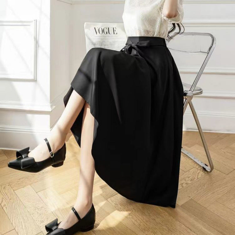 Line Skirt Draping Large Hem Mid-length Skirt