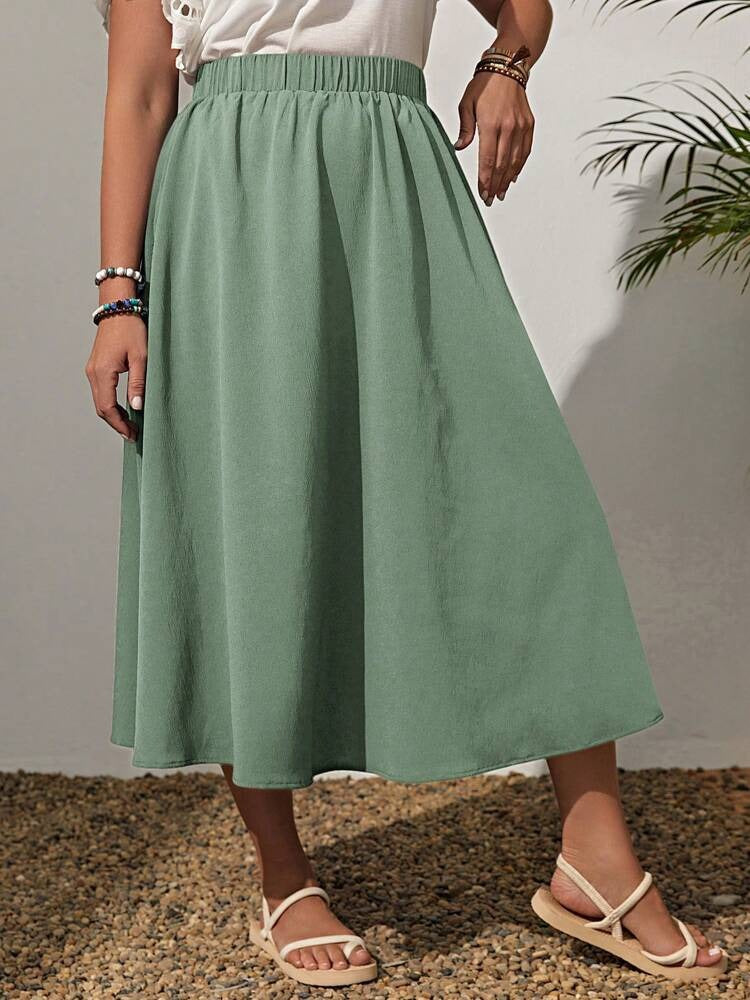 Spring Summer Women's Wear New Fashion Elastic Waist Plus Size Skirt Women