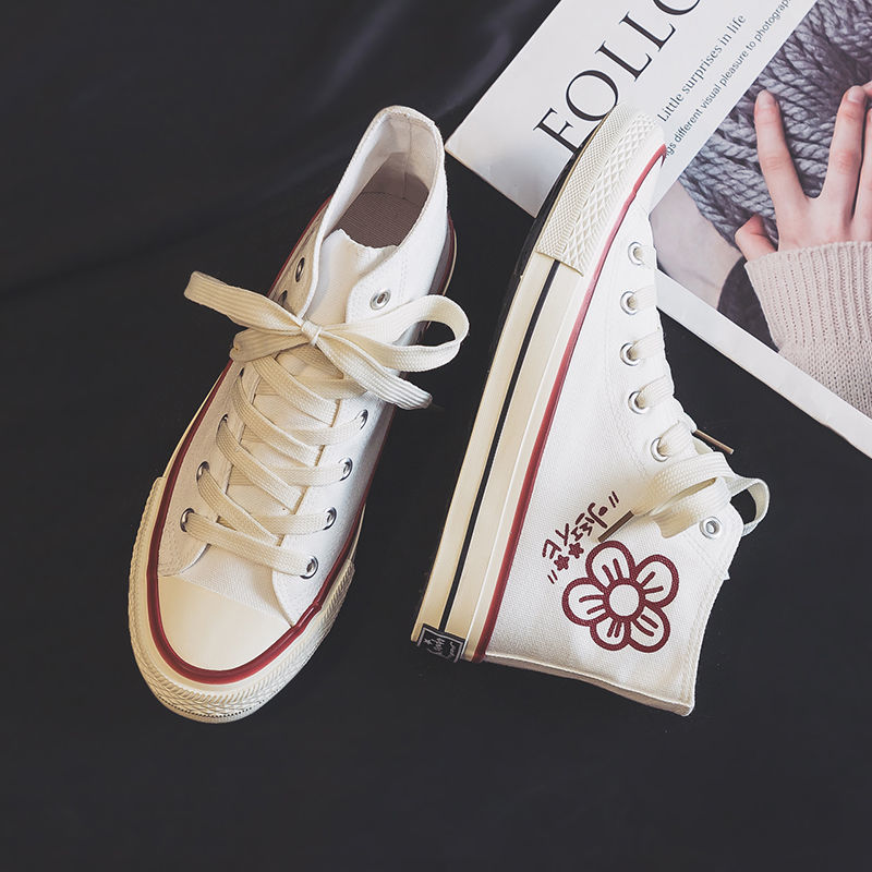 Women's Little Red Flower Canvas Shoes