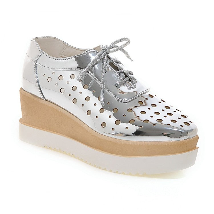 Platform Shoes With Lace-up Holes