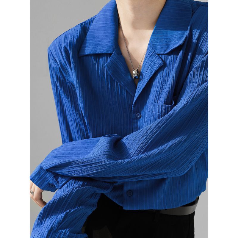 Draping Cuban Collar Loose Shirt All-match Texture