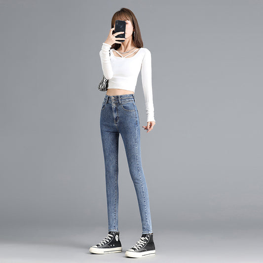 Slim Slim Denim Pencil Pants With Stretch Feet