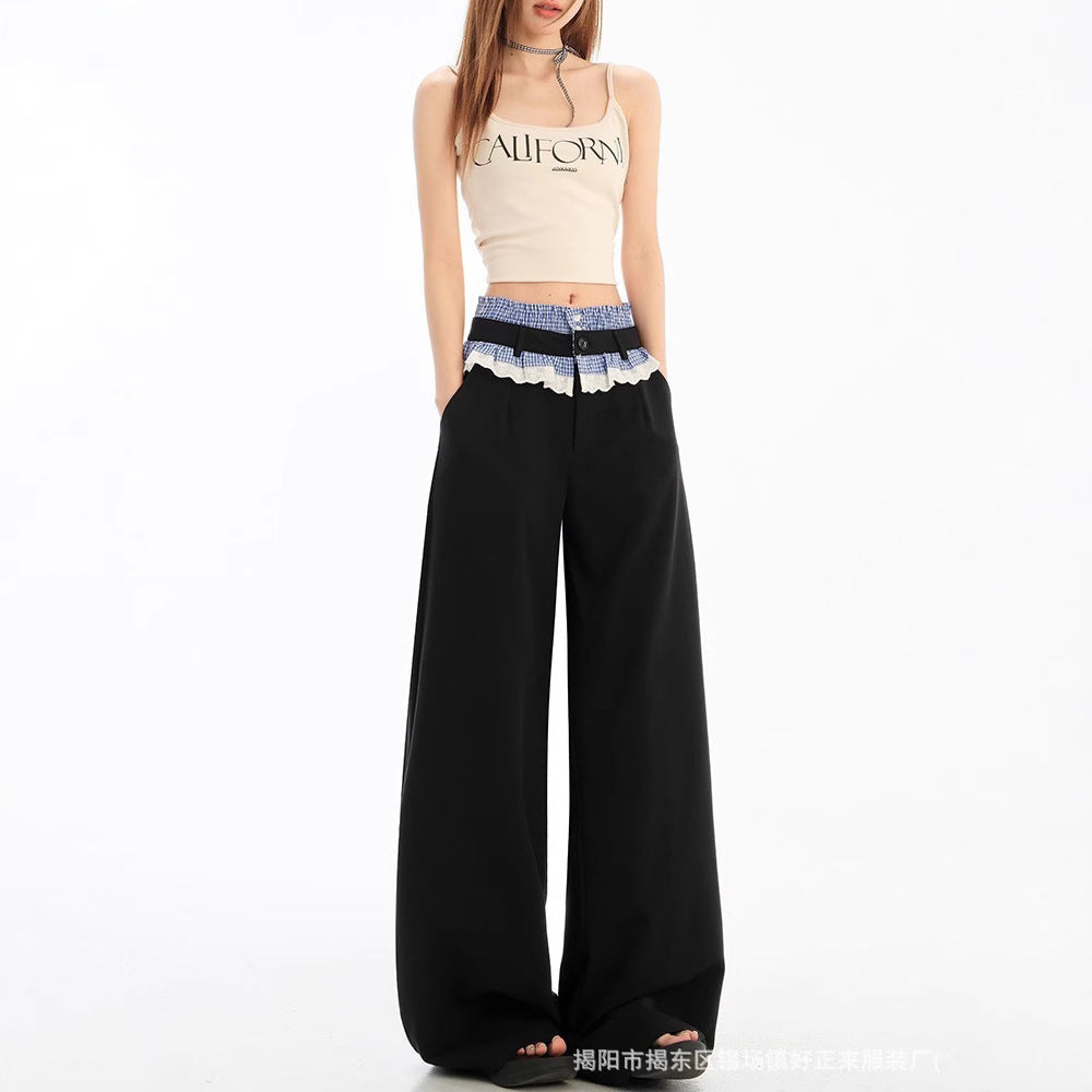 New Relaxed-fit Slimming Laid-back Draping Wide-leg Suit Pants