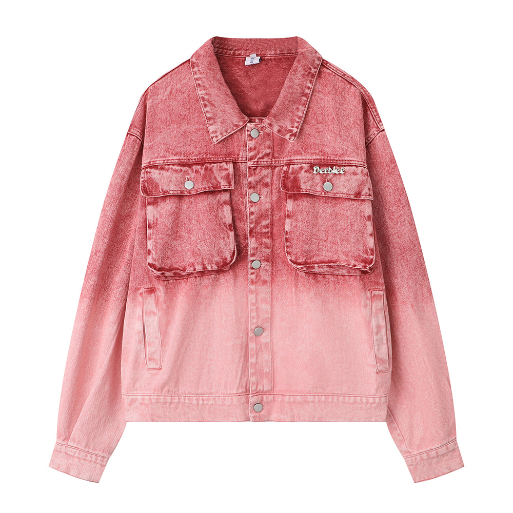 Washed Tie-dye Gradient Denim Jacket
