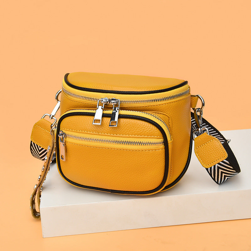 Black Crossbody Top Layer Leather Shoulder Bag