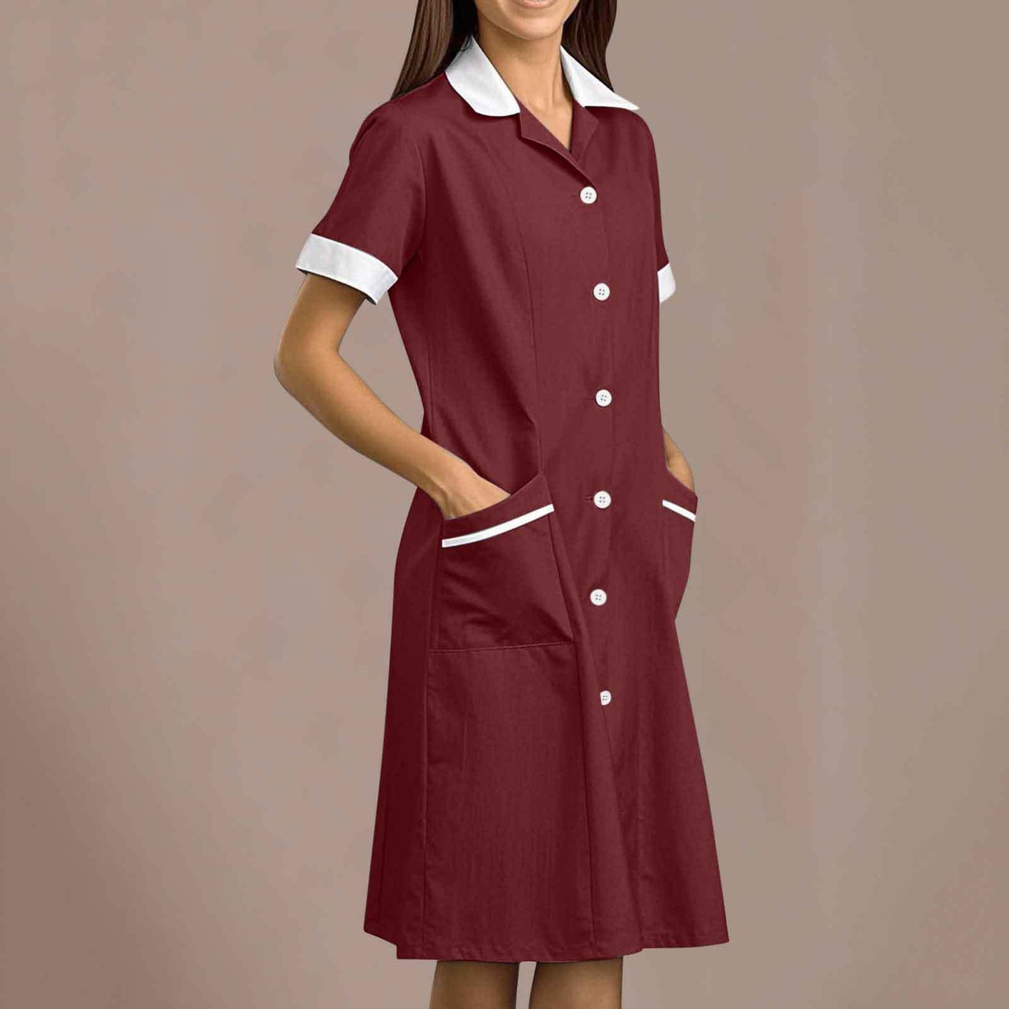 Beauty Dress With A Lapel Collar And Patch Pockets