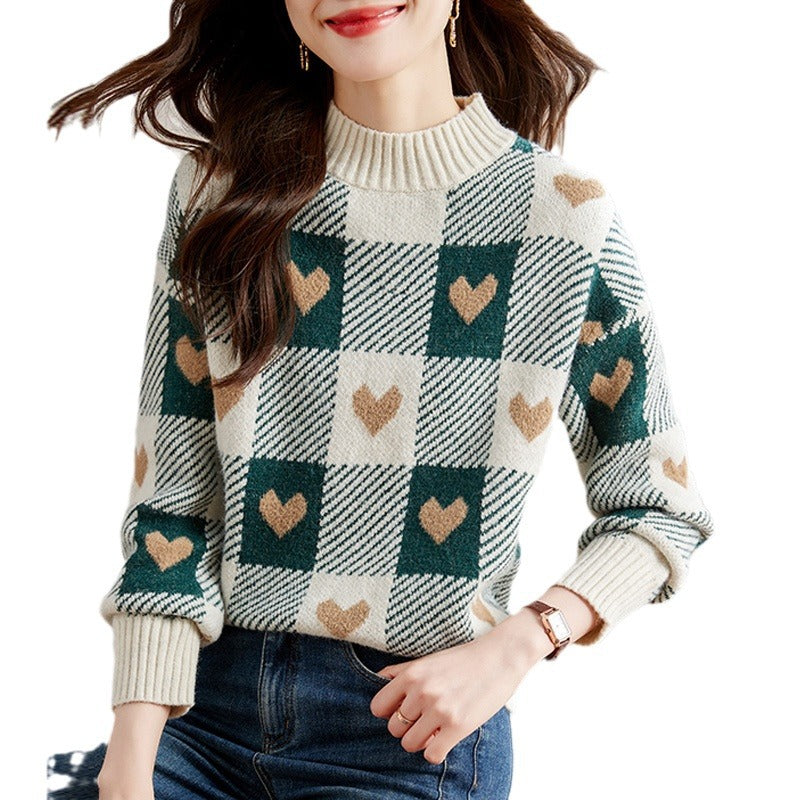 New Small Idle Style Loose Soft Glutinous Half Turtleneck Sweater