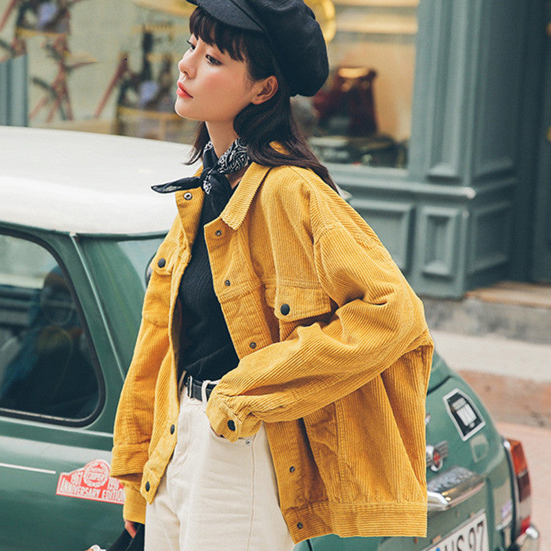 Women's Solid Color Loose New Corduroy Shirt Jacket