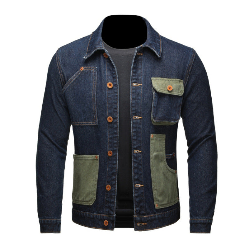 Lapel Denim Overalls Men's Casual Jacket