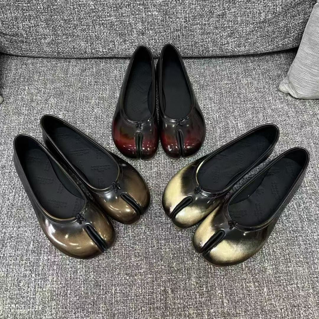 Genuine Leather Retro Split Toe Tabi Shoes Slip-on