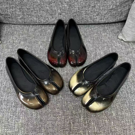 Genuine Leather Retro Split Toe Tabi Shoes Slip-on