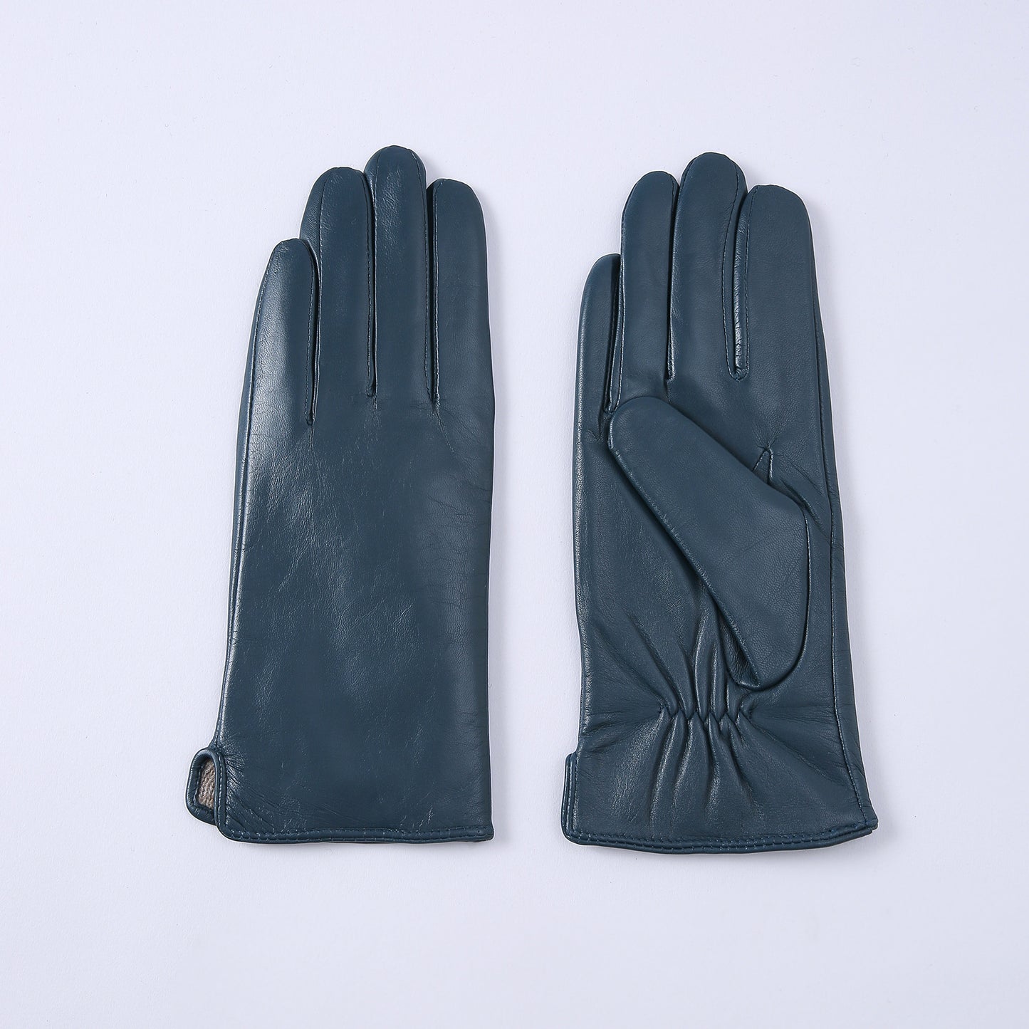 Womens Solid-Color Fleece-Lined Thermal Leather Gloves