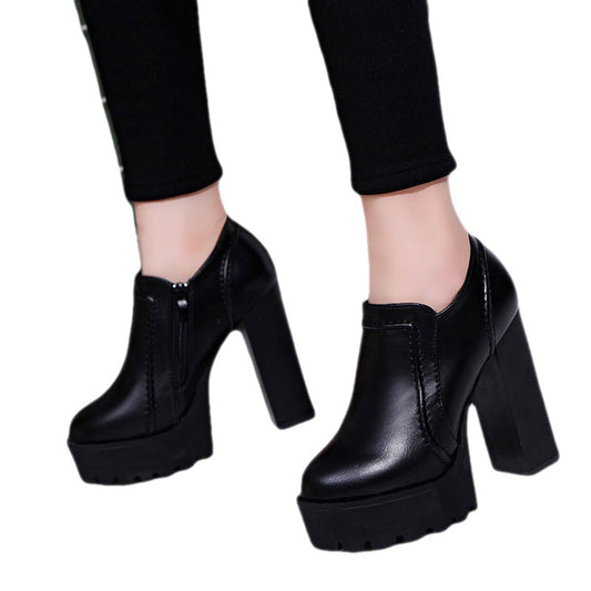 Women's Platform Waterproof Round Toe Super High Heels