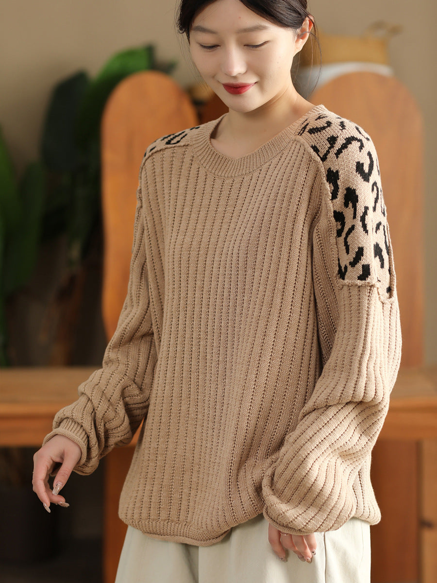 Artistic Casual Top Women's Fashionable Round Neck Cotton Pullover