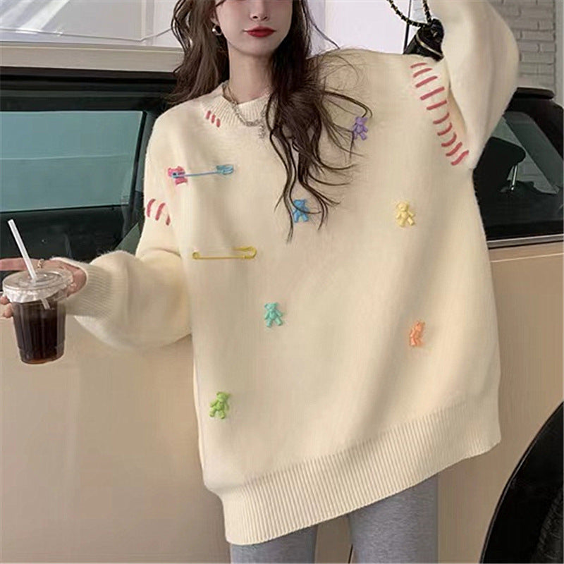 Idle Style Pin Plus Size Sweater Women's Autumn And Winter New
