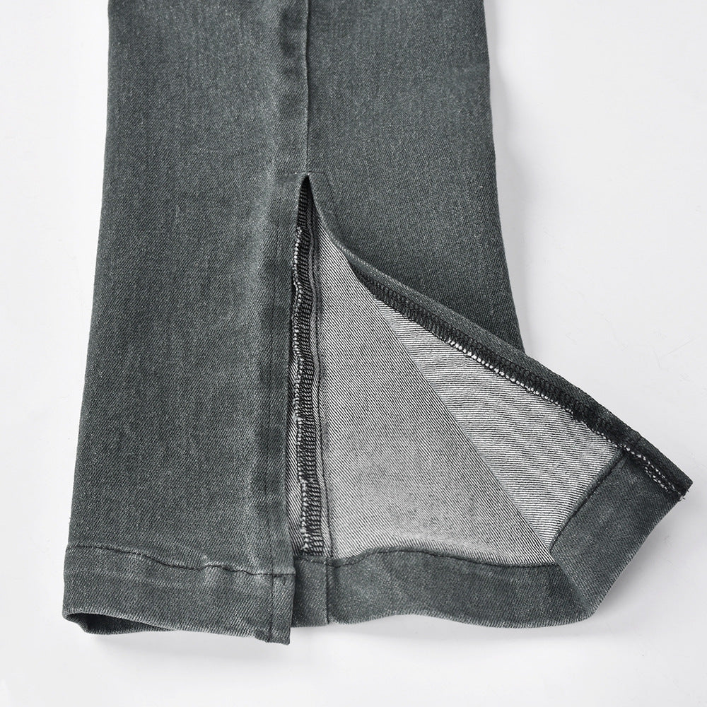 Denim jumpsuit til kvinder med snøre og lynlås