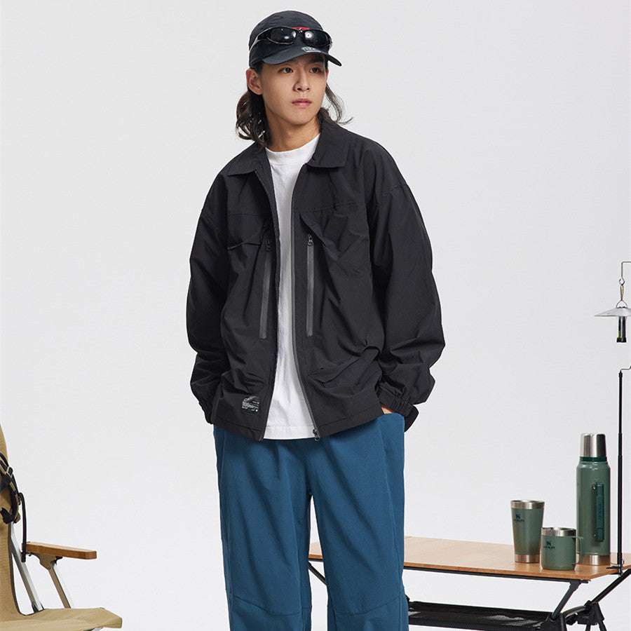Men's And Women's Fashion Polo Collar Retro Outdoor Jacket