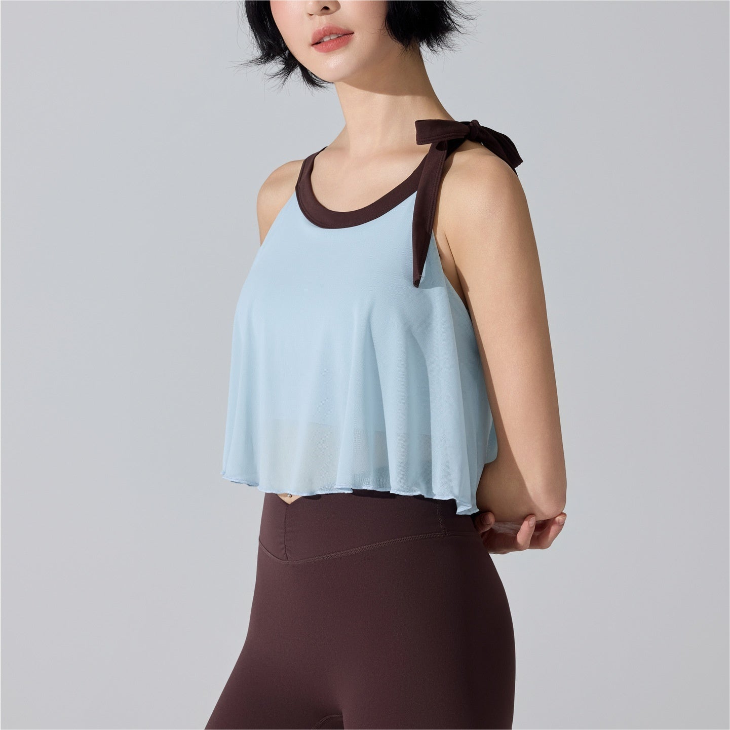 Womens Underwear Beautiful Back Anti-Shock One-Piece Fixed-Cup Mesh Bra Vest Fitness Yoga Wear